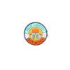 Pack lighter go further shoe charm with back pack in orange and turquoise.