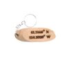 E.T. Driftwood Keychain. “Together. I'll be right here.” front quote and Crescent City, CA filming location of E.T. longitude and latitude “41.7558° N, 124.2026° W” on the back.
